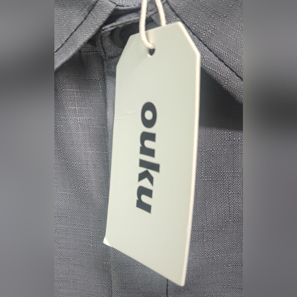 NWT Ouko Men's Hawaiian Shirt Lightweight Gray Short Sleeves Casual 2XL XXL - Picture 8 of 9